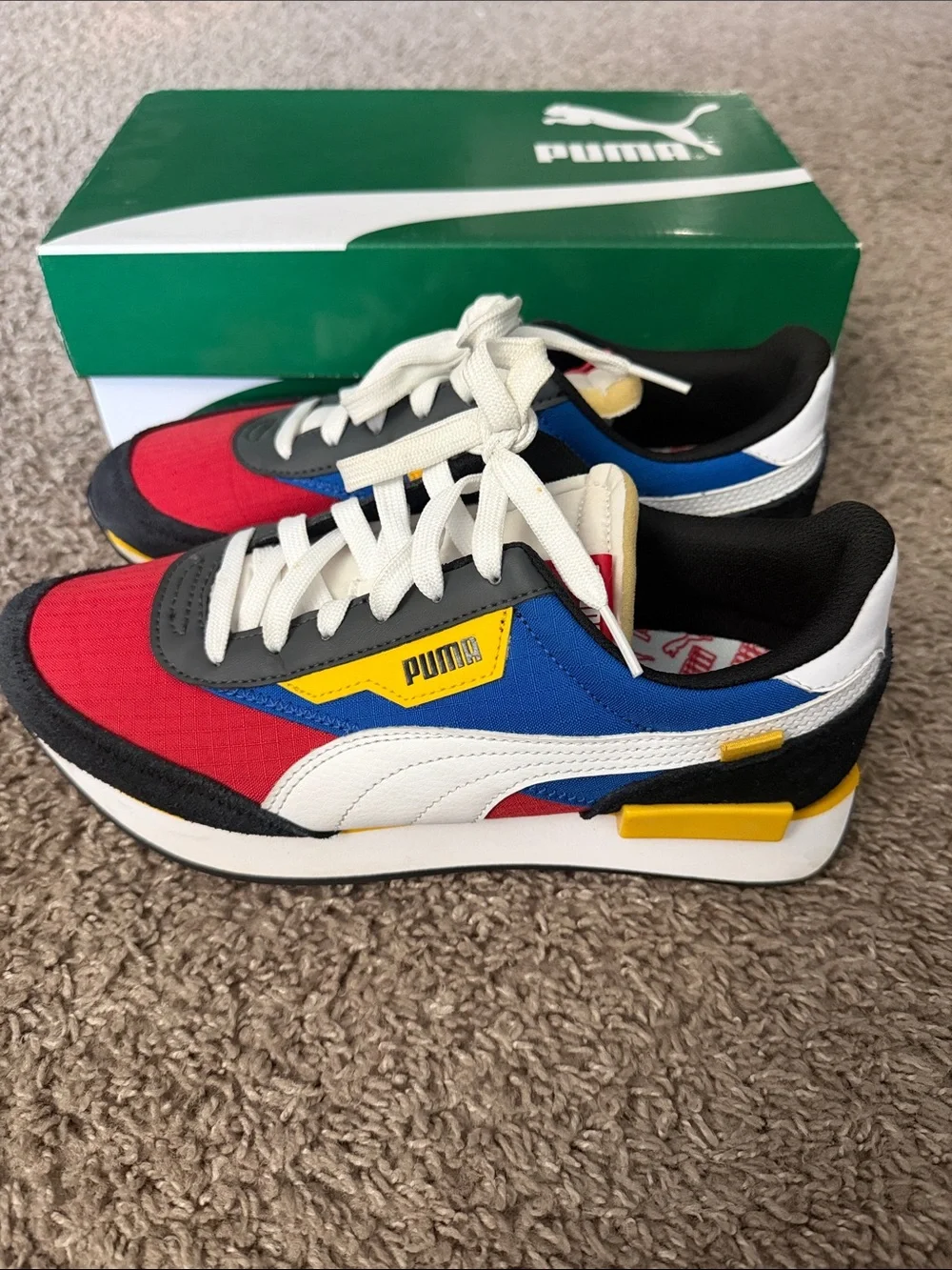 Puma Kids Retro Colorblock Sneakers in Red, Blue, Yellow, White, Black